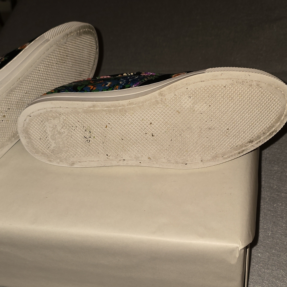 Coach W 7 Black Floral Slip-On Loafers Y2K Preppy Classic Casual Old School 90s - Picture 4 of 6
